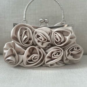 Elegant Silver Rose Clutch